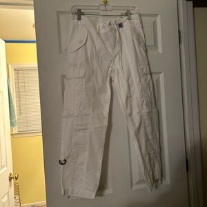 White Calvin Klein slacks with roll up bottom